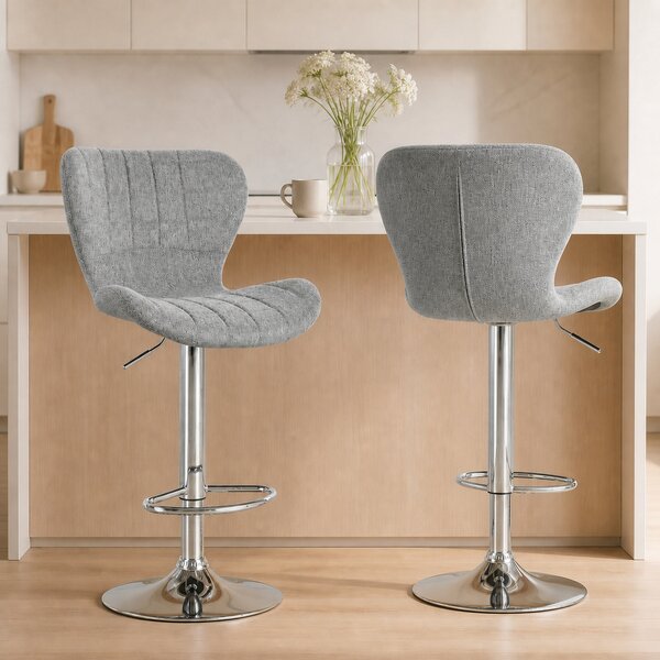 HOMCOM Set 2 Sgabelli Moderno da Bar con Schienale e Poggiapiedi, Altezza Regolabile, Telaio in metallo, tessuto in Tessuto, Grigio|Aosom Italy