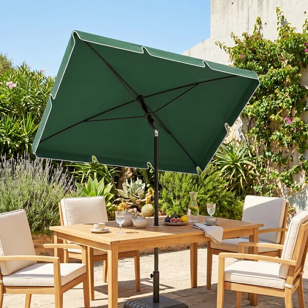 Outsunny Ombrellone da Giardino Rettangolare 2x2.4 m con Inclinazione Regolabile e Palo in Alluminio, Verde e Nero|Aosom