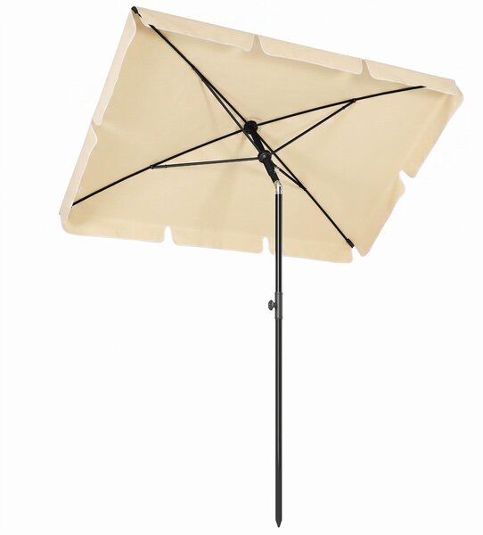 Outsunny Ombrellone da Giardino Rettangolare e Regolabile con Palo in Alluminio, 2x1.3x2.5 m, Beige