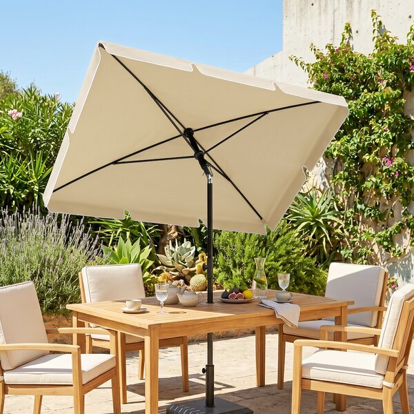 Outsunny Ombrellone da Giardino Rettangolare e Regolabile con Palo in Alluminio, 2x1.3x2.5 m, Beige