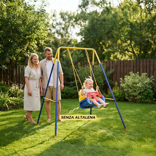 AIYAPLAY Struttura per Altalena Altalena da Giardino in Acciaio Anti-UV, Grigio | Aosom Italy