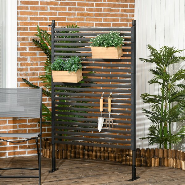 Outsunny Recinzione Divisorio da Giardino Modulabile Autoportante in Acciaio, 93x22x150 cm, Marrone