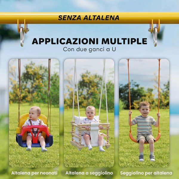 AIYAPLAY Struttura per Altalena Altalena da Giardino in Acciaio Anti-UV, Grigio | Aosom Italy
