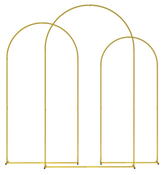 Outsunny Set di 3 Archi da Giardino da 1.8-2-2.2 m, Archetti Decorativi in Metallo, Colore Oro