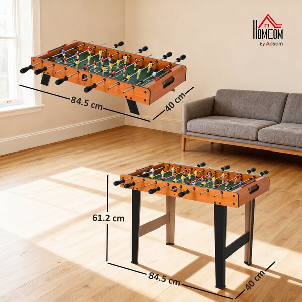 HOMCOM Calcio Balilla in Legno con 22 Giocatori in Formazione 3:4:3, 2 Palline e 2 Segnapunti Inclusi 84.5x40x61.2cm|Aosom