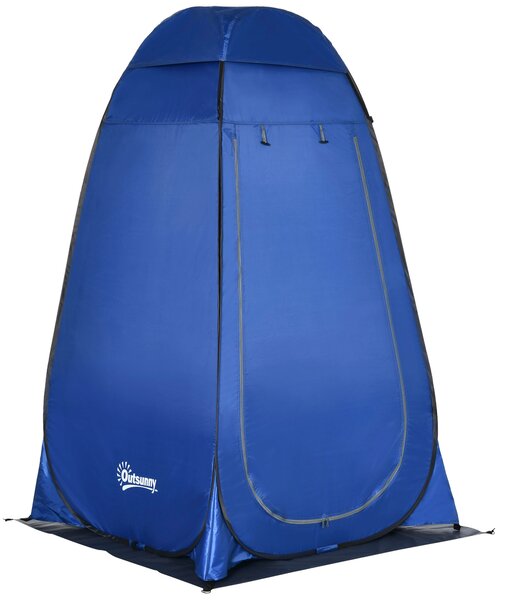 Outsunny Tenda Doccia da Campeggio e Spiaggia con Porta a Cerniera e Borsa di Trasporto, 126x124x189 cm, Blu Scuro