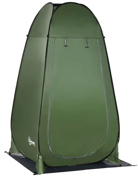 Outsunny Tenda Doccia da Campeggio e Spiaggia con Porta a Cerniera e Borsa di Trasporto, 126x124x189 cm, Verde Scuro