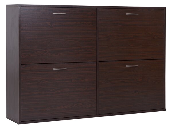 HOMCOM Scarpiera Salvaspazio da 24 Paia con Mensole Regolabili e 4 Cassetti, in Legno, 120x24x81cm, Marrone