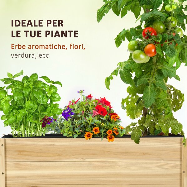 Outsunny Fioriera da Giardino con Foro di Drenaggio e Rotelle, in Legno di Abete, 89x48x47 cm|Aosom