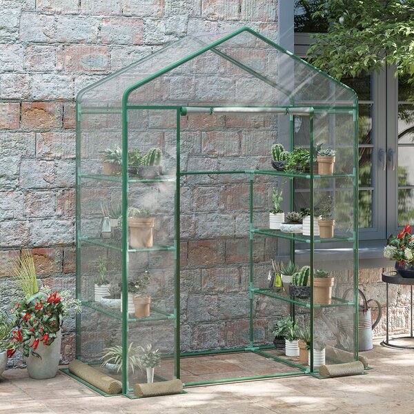Outsunny Serra da Giardino con Porta Avvolgibile, in Acciaio e PVC Trasparente, per balcone, patio, terrazza, 143x73x195cm | Aosom Ita