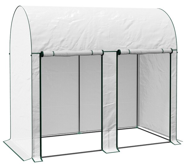 Outsunny Serra da Giardino per Orto con 2 Porte Avvolgibili, in Acciaio e Copertura in PE Anti-Raggi UV, 2x1x1.78m, Bianco|Aosom Italy