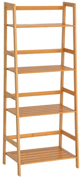 HOMCOM Scaffale Multiuso a 4 Livelli in Bambù colore Naturale 48 × 30 × 119cm