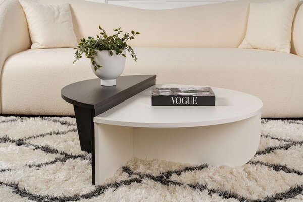 Skye Decor, Orion - Legno bianco, Legno nero, tavolino, legno bianco, truciolato rivestito al 100 % di melamina, 90 x 60 x 30 cm