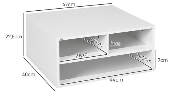 HOMCOM Mobile Porta Stampante da Ufficio con 3 Ripiani Aperti a 2 Livelli, 47x40x22.5 cm, Bianco | Aosom Italy