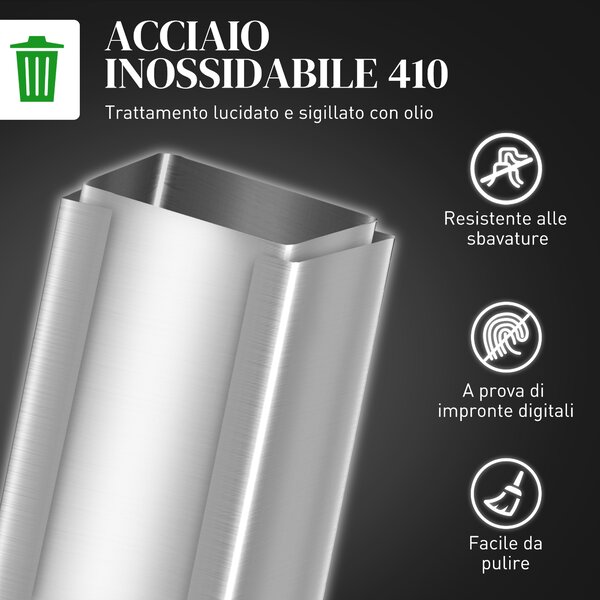 HOMCOM Cestino Spazzatura Pattumiera a Pedale 20L 21.5x37.2x57 cm Argento | Aosom Italy