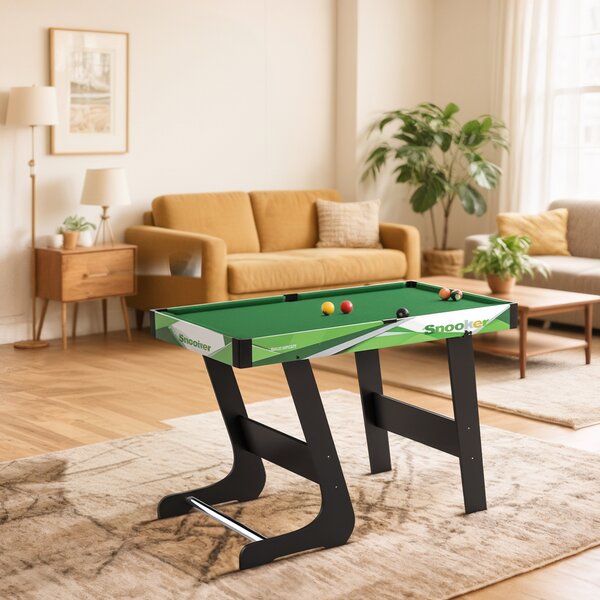 SPORTNOW Tavolo da Biliardo Pieghevole con Stecche, Palle e Triangolo per Adulti e Bambini da 12 Anni, 104x55.5x68 cm | Aosom Italy