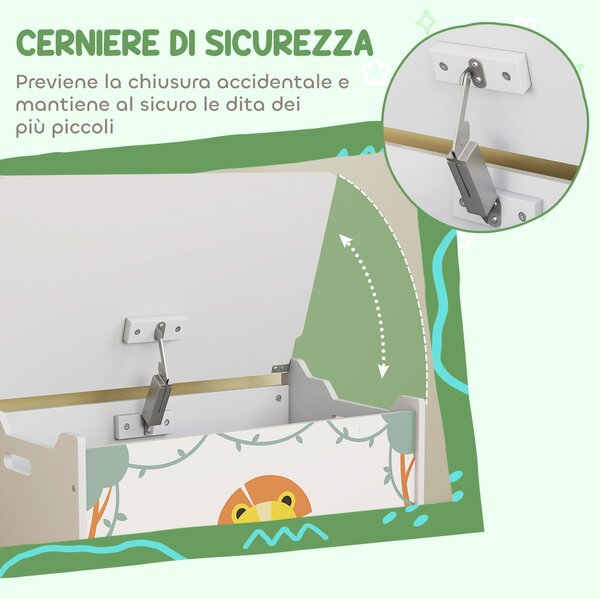 AIYAPLAY Baule Portagiochi con Coperchio per Bambini per Giocattoli e Vestiti, 60x37x39 cm, Verde | Aosom Italy