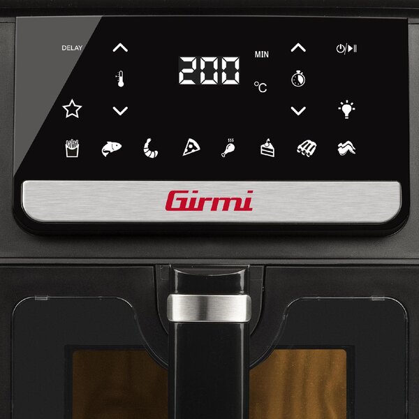 Girmi Friggitrice ad Aria 6,5 Litri Potenza 1700W con 8 Funzioni e Timer colore Nero Ecofrit Crisp - FG84