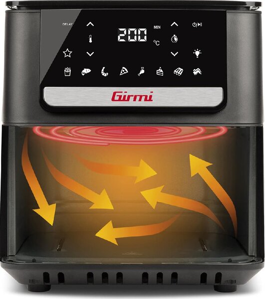 Girmi Friggitrice ad Aria 6,5 Litri Potenza 1700W con 8 Funzioni e Timer colore Nero Ecofrit Crisp - FG84