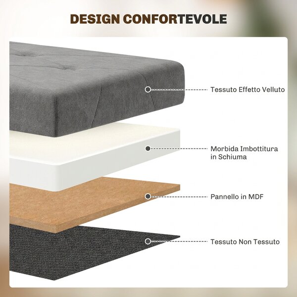 HOMCOM Panca Contenitore Pieghevole da 67L, Coperchio Imbottito e Rivestimento Vellutato, 76x38x38cm, Grigio | Aosom Italy