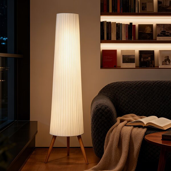HOMCOM Lampada da Terra Treppiede con Interruttore a Pedale e Luminosità Regolabile, 46x46x153 cm, Bianco | Aosom Italy