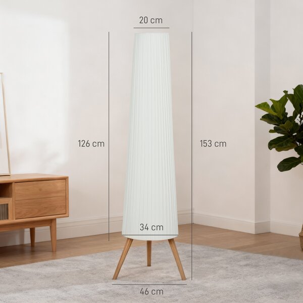 HOMCOM Lampada da Terra Treppiede con Interruttore a Pedale e Luminosità Regolabile, 46x46x153 cm, Bianco | Aosom Italy