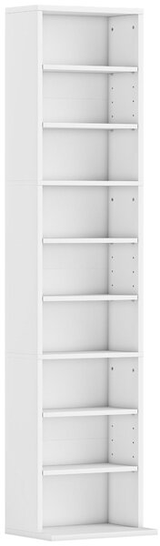 HOMCOM Scaffale Porta CD con 6 Ripiani Regolabili, Capacità di 260 CD/120 DVD, 33x24x140 cm, Bianco | Aosom Italy