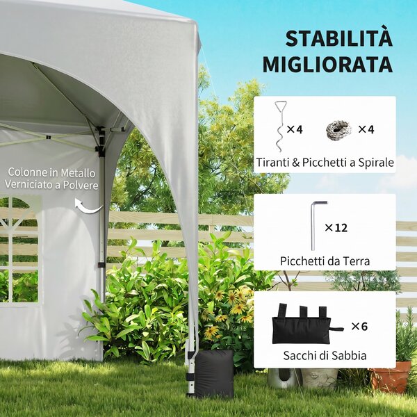 Outsunny Gazebo da Giardino Pieghevole 3x6 m con Pareti Rimovibili e Borsa di Trasporto, Bianco | Aosom Italy
