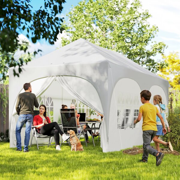 Outsunny Gazebo da Giardino Pieghevole 3x6 m con Pareti Rimovibili e Borsa di Trasporto, Bianco | Aosom Italy