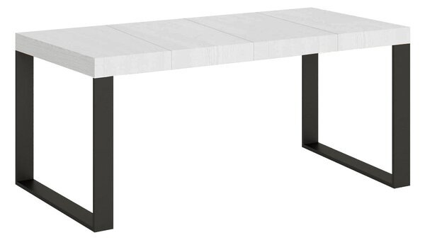 Tavolo Allungabile 90-246x90x77 cm Tecno Premium Bianco Frassino Telaio Antracite