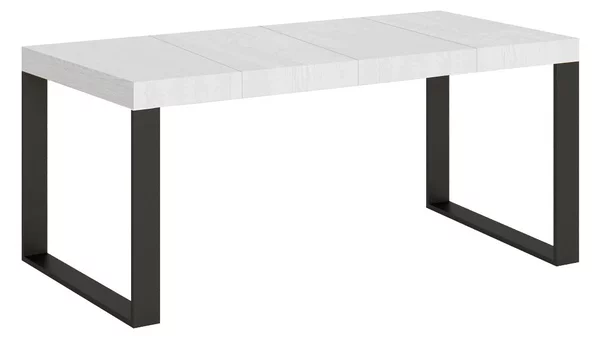 Tavolo Allungabile 90-246x90x77 cm Tecno Premium Bianco Frassino Telaio Antracite
