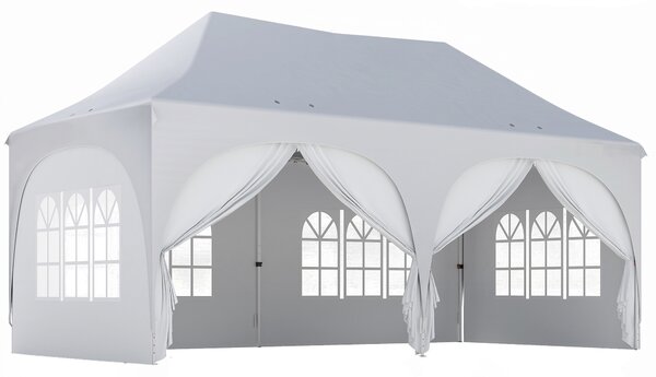 Outsunny Gazebo da Giardino Pieghevole 3x6 m con Pareti Rimovibili e Borsa di Trasporto, Bianco | Aosom Italy