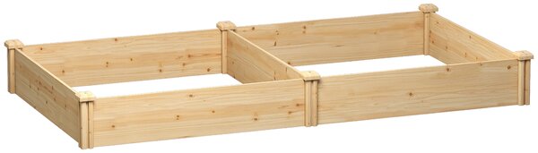 Outsunny Orto in Cassetta con Divisorio Centrale e Fondo Aperto, in Legno di Abete, 235x121x26 cm, color Legno | Aosom Italy