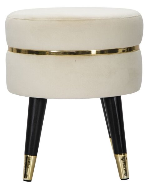 Sgabello Paris Ø35x40,5 cm in Legno Spugna Metallo e Poliestere Crema Nero e Oro
