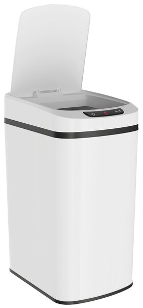HOMCOM Cestino Rifiuti da 12L a Infrarossi con Secchio Rimovibile, in Acciaio Inox, ABS e PP, 28x22x41 cm, Bianco | Aosom Italy