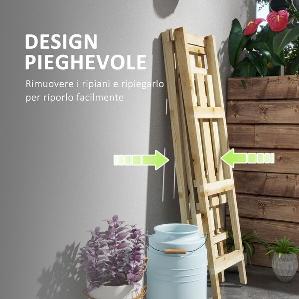 Outsunny Portapiante Verticale 3 Livelli a Doghe in Abete, 100x36x112 cm, Color Legno | Aosom Italy