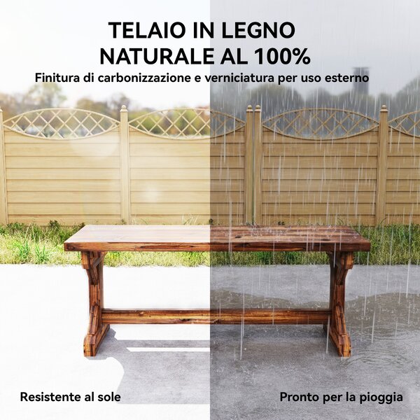 Outsunny Panca da Giardino 2 Posti in Legno di Abete Senza Schienale in Stile Rustico, 114Lx40Px46A cm | Aosom Italy