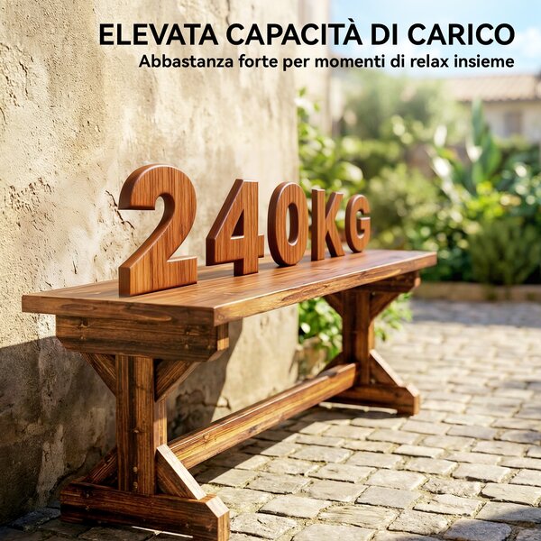 Outsunny Panca da Giardino 2 Posti in Legno di Abete Senza Schienale in Stile Rustico, 114Lx40Px46A cm | Aosom Italy