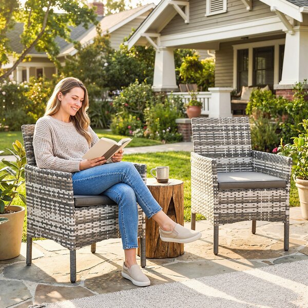 Outsunny Set di 2 Sedie da Giardino in Rattan, Sedie da Esterno con Cuscini | Aosom Italy