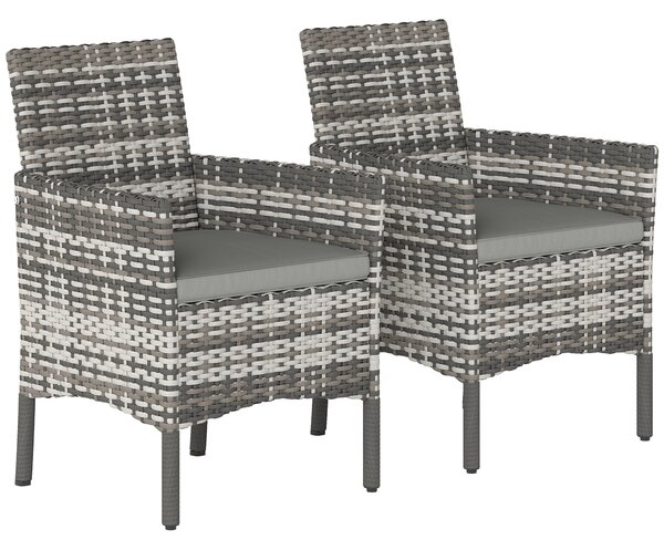 Outsunny Set di 2 Sedie da Giardino in Rattan, Sedie da Esterno con Cuscini | Aosom Italy
