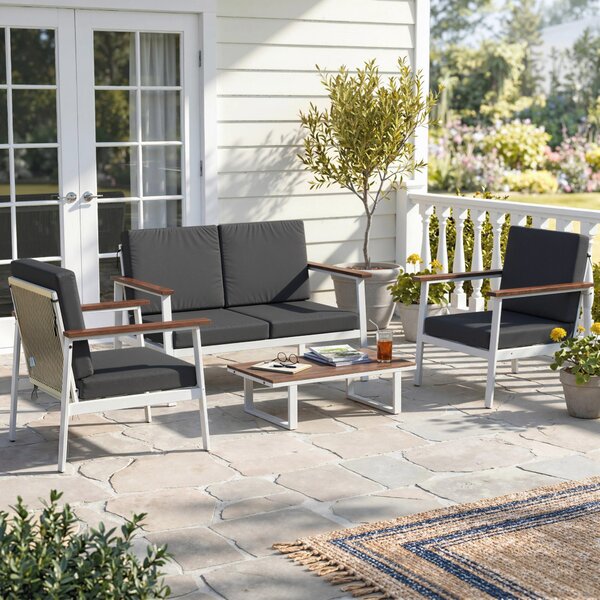 Outsunny Set Divani Giardino 4 Persone: 2 Poltrone, Divanetto, Tavolino. | Aosom Italy