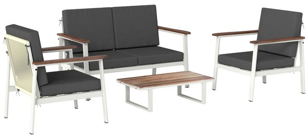 Outsunny Set Divani Giardino 4 Persone: 2 Poltrone, Divanetto, Tavolino. | Aosom Italy