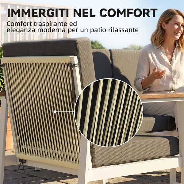 Outsunny Set Divani Giardino 4 Persone: 2 Poltrone, Divanetto, Tavolino. | Aosom Italy