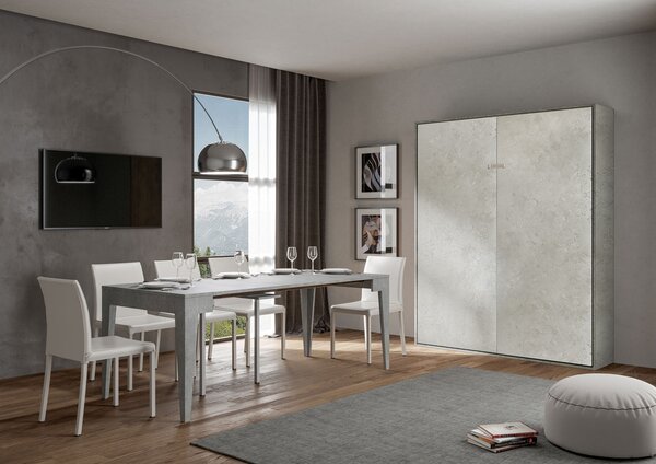Letto Matrimoniale a Scomparsa Salvaspazio Kentaro H210,5 Cashmere Grigio