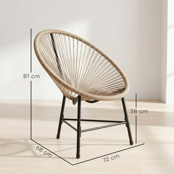 Outsunny Set 2 Sedie Acapulco in Rattan PE con Struttura Triangolare in Acciaio, per Balcone, 72x68x81 cm, Color Legno | Aosom Italy
