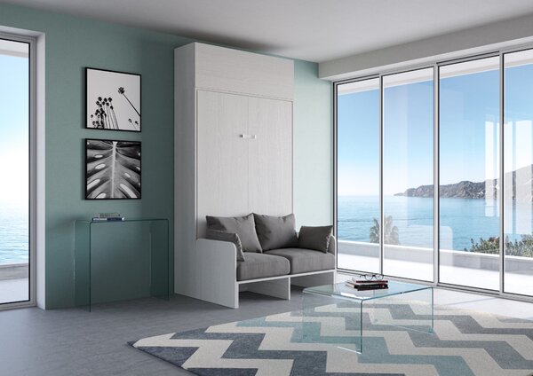 Letto 1 Piazza e Mezzo a Scomparsa Salvaspazio con Sofà Kentaro H250 cm Bianco