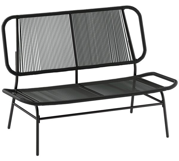 Outsunny Divano Rattan 2 Posti, Loveseat con Seduta e Schienale Intrecciati, Nero. | Aosom Italy