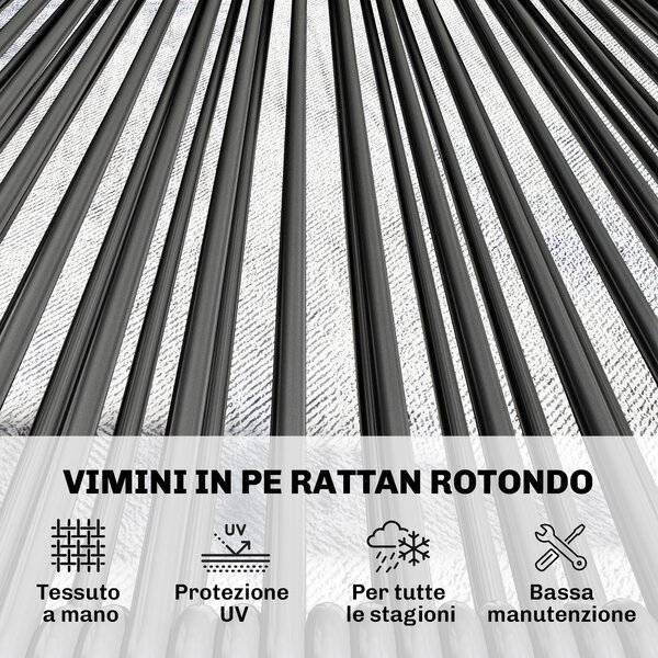 Outsunny Divano Rattan 2 Posti, Loveseat con Seduta e Schienale Intrecciati, Nero. | Aosom Italy