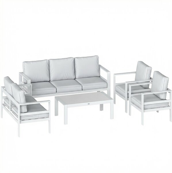 Outsunny Mobili da Giardino in Alluminio con Divano 3 Posti, 2 Sedie e Tavolo per Esterni, Bianco | Aosom Italy
