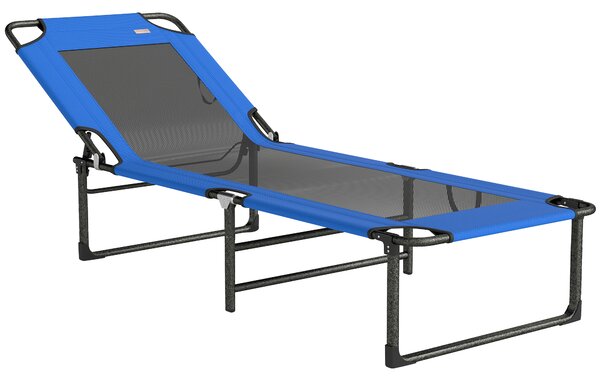 Outsunny Lettino Sdraio Pieghevole, Schienale Regolabile 4 Posizioni, Maniglia Trasporto, Colore Blu. | Aosom Italy